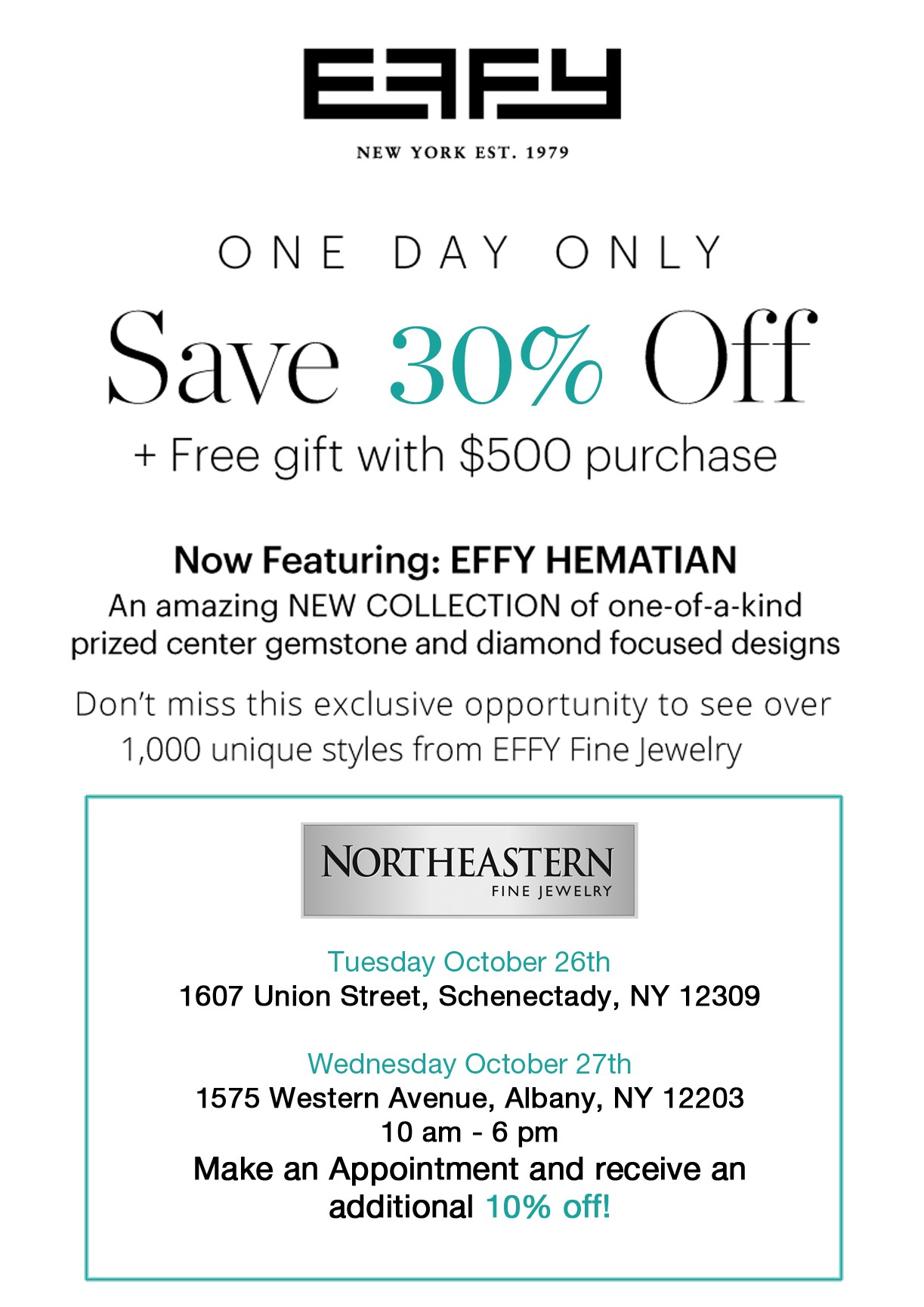 Experience Exclusive Savings at the Effy Trunk Show at Northeastern Fine Jewelry