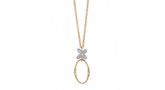 A mixed metal Marco Bicego pendant necklace with a flower motif, available at Northeastern Fine Jewelry.