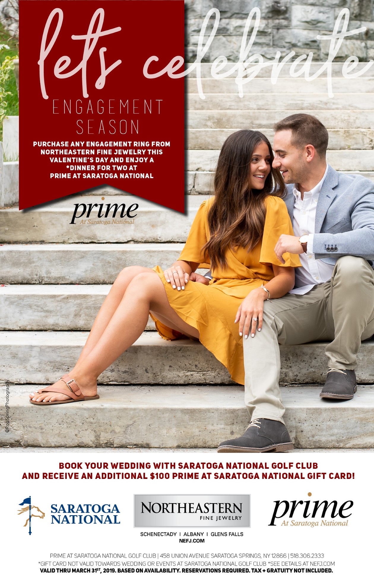 Buy your engagement ring from NEFJ and enjoy dinner for two at Prime at Saratoga National.