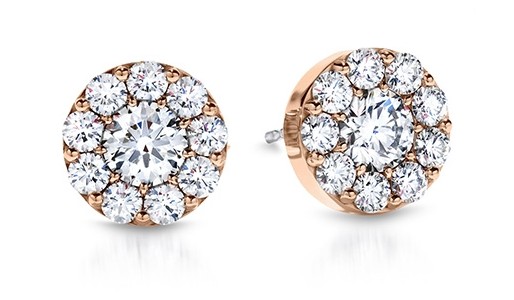 A pair of halo diamond earrings from Hearts On Fire.