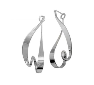 An upside-down heart drop earrings in sterling silver from E.L. Designs.