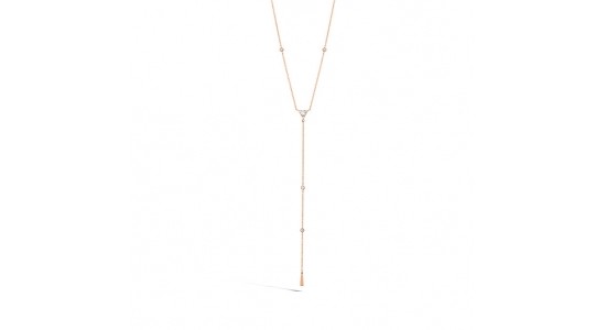 A lariat necklace in yellow gold with diamond accents by Hearts On Fire, available at Northeastern Fine Jewelry.