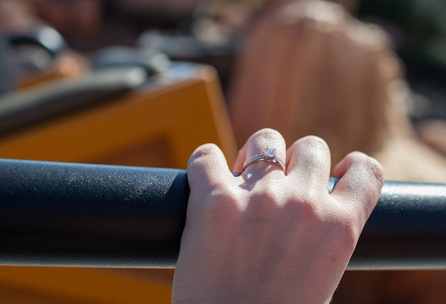 Round Cut Engagement Ring at Theme Park